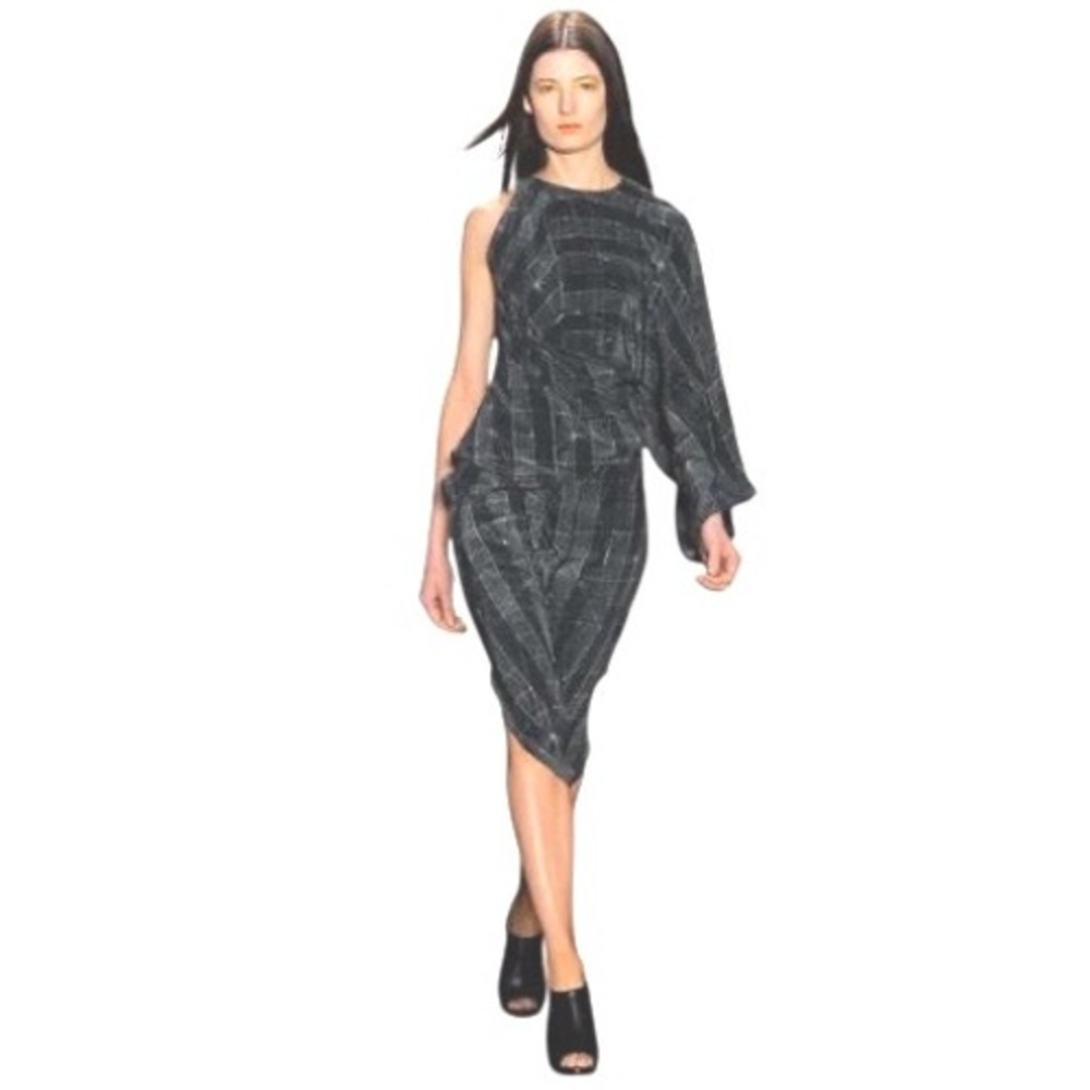 Jeremy Laing‎ Mud Dyed Silk Assymetrical One Sleeved Dress S